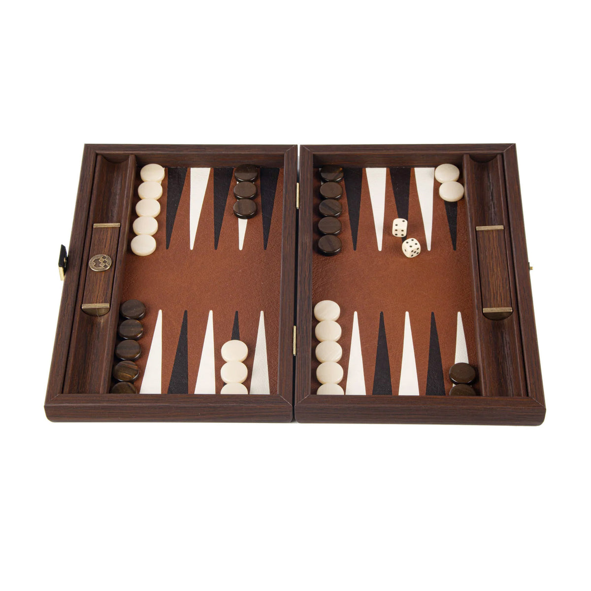 Manopoulos Skórzany Backgammon 30x20cm Orzech Klon Dąb Intarsja Ekoskóra