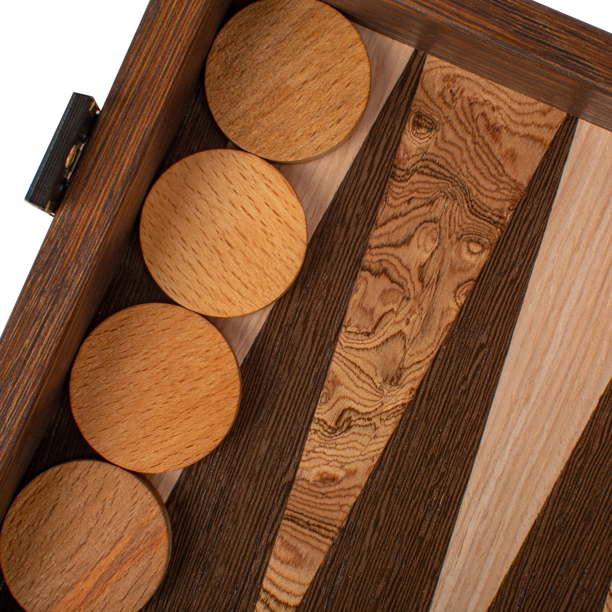 Medium Manopoulos Backgammon Set Wenge Walnut Burl Oak 38x20