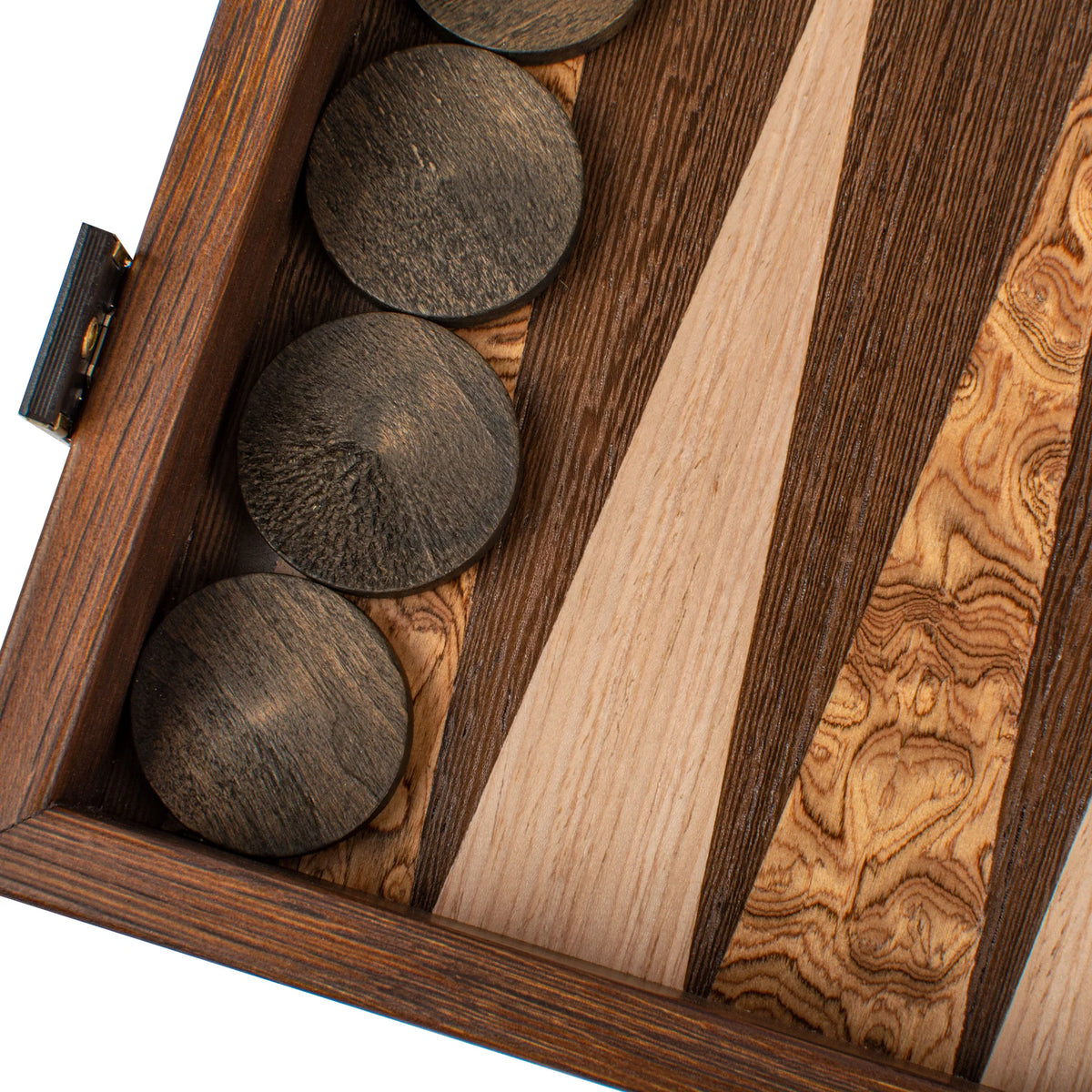 Medium Manopoulos Backgammon Set Wenge Walnut Burl Oak 38x20